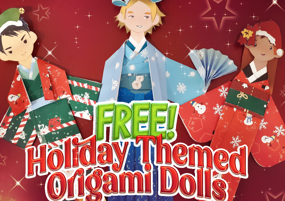free paper dolls, christmas dolls, christmas origami, christmas paper dolls, holiday paper dolls, holiday origami, free activity for kids, anime club activities, anime club crafts, origami paper dolls, washi paper dolls, printable paper dolls