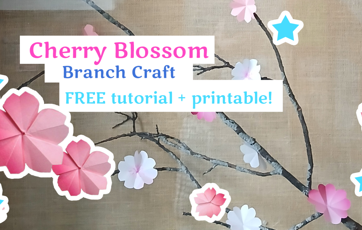 origami cherry blossoms, spring paper flower craft, DIY cherry blossom branches, origami flower tutorial, easy spring decor DIY, cherry blossom craft for kids, Japanese cherry blossom craft, paper sakura tutorial, origami spring crafts, real branch paper flowers