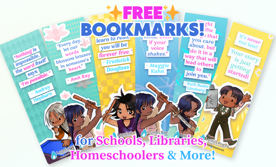Free laminated bookmarks for children from Lumicpress, perfect for schools, libraries, and homeschool use