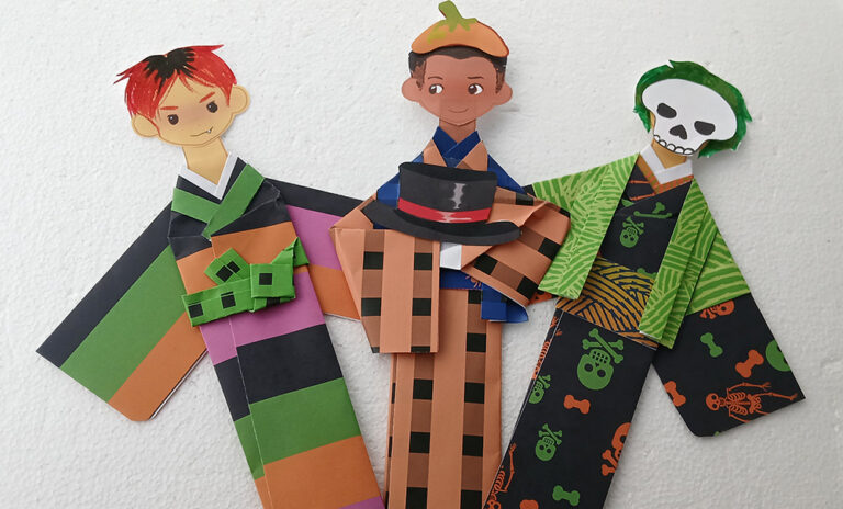 free paper dolls, halloween dolls, halloween origami, halloween paper dolls, fall paper dolls, holiday origami, fall themed activty, free activity for kids, anime club activities, anime club crafts, origami paper dolls, washi paper dolls, printable paper dolls