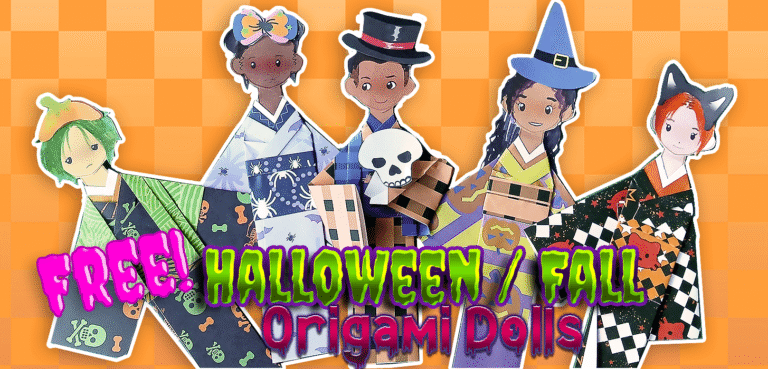 free paper dolls, halloween dolls, halloween origami, halloween paper dolls, fall paper dolls, holiday origami, fall themed activty, free activity for kids, anime club activities, anime club crafts, origami paper dolls, washi paper dolls, printable paper dolls